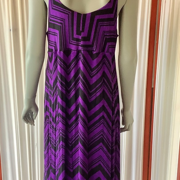 Olivia Moon Maxi Sun Dress Purple Black Abstract Size Large - Picture 4 of 7